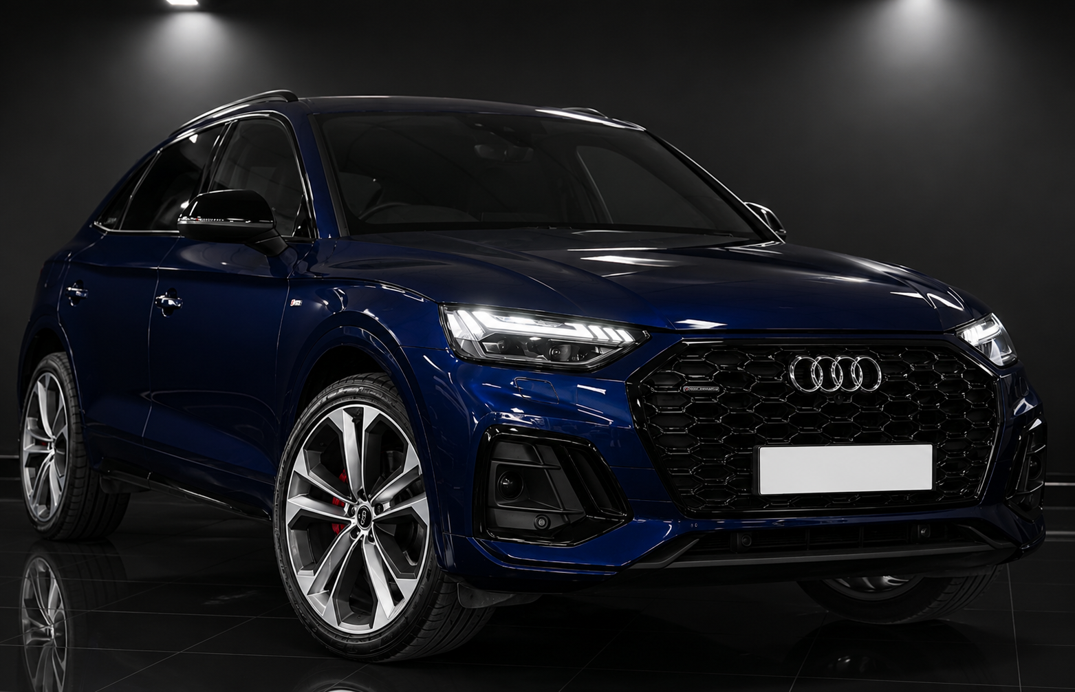 Dark-blue Audi Q5 front view