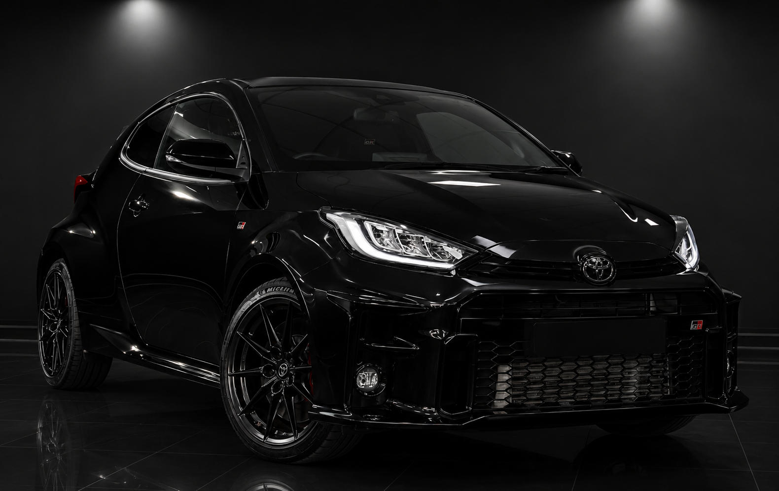 Black Toyota GR Yaris front view
